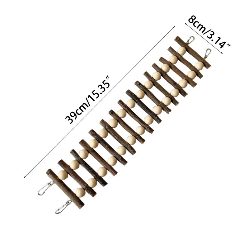 Parrots Bird Cage Ladder Toy Training Perch Portable Parrot Ladder Toy with Metal Hooks for Small Medium Parrots G5AB 250206