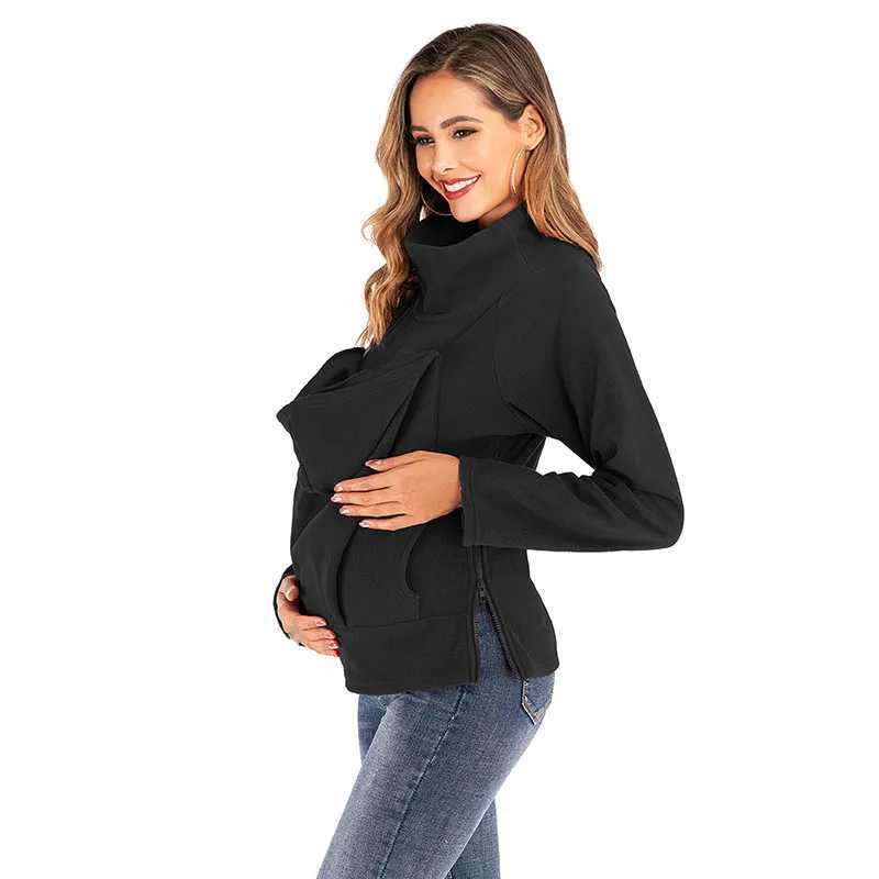 Maternity Sweater Coat Baby Backpack Clothes Pregnant Women Breastfeeding Clothes Autumn And Winter Plus Velvet Long Sleeves W250207