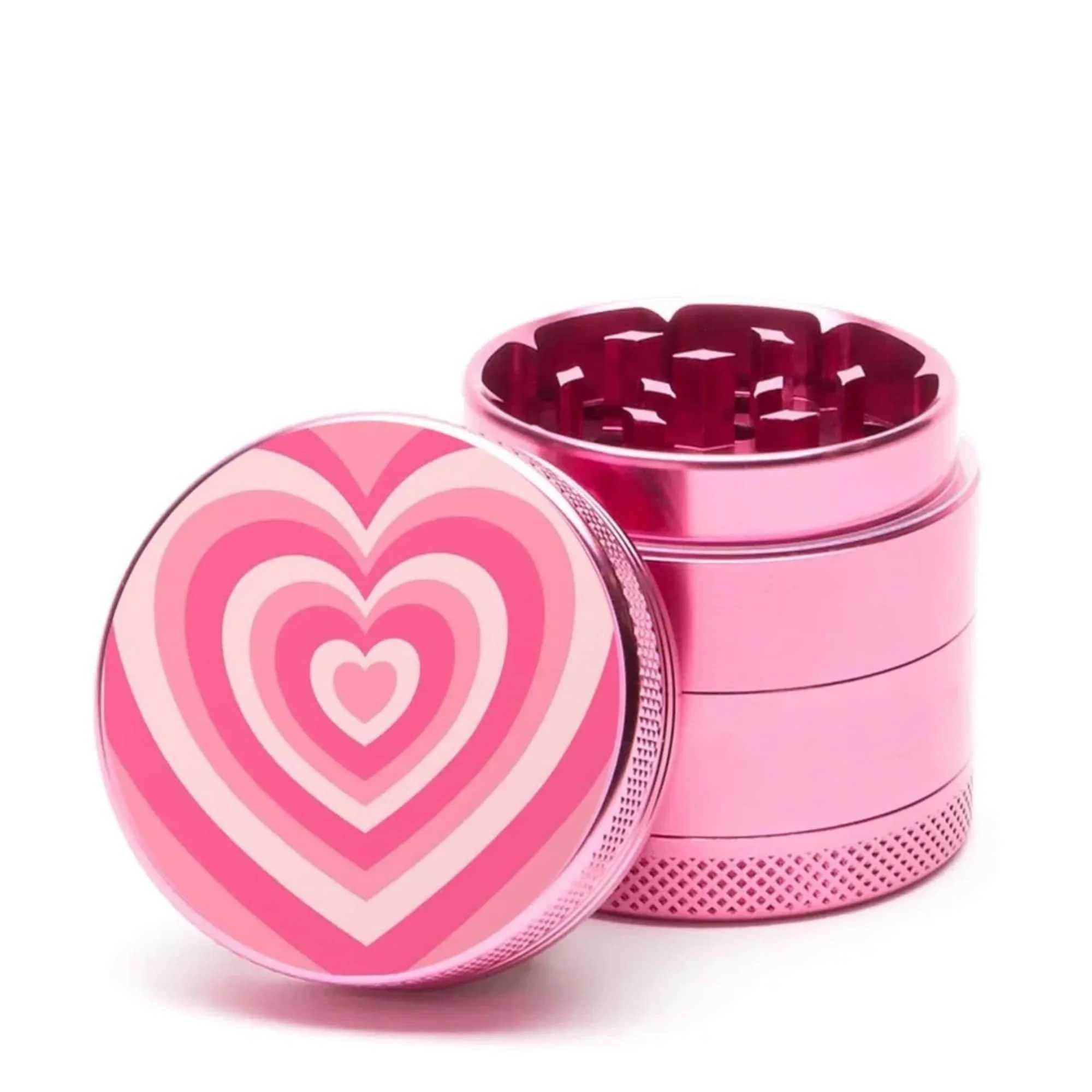 Pink Heart Aluminum Herb Grinder Four Piece Grinder Girly Smoking Accessories for Tobacco-40mmXJ250207