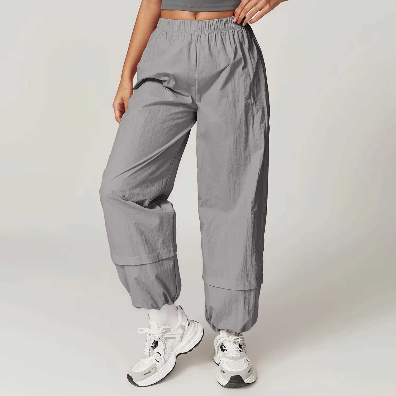Yoga Outfit Women Windproof And Breathable Workwear Pants Womens Pockets Elastic Loose Leggings Running Casual Sports Wide leg H250207