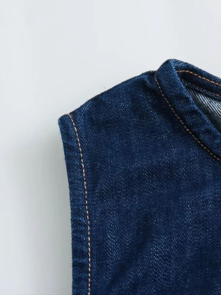 2024 Autumn Fashionable Variable Temperature Short Low Waist Slimming Sleeveless Cowboy Dress 250208Z