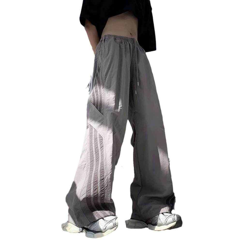 Vintage Striped Casual Parachute For Men And Women Loose Fit Wide Leg Dance Sports Quick Dry Thin Cargo Pants
