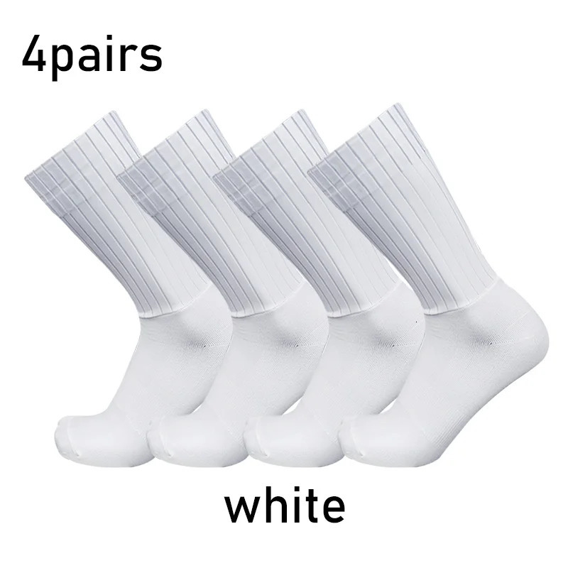 Aero Pure Color Cycling 4pairsset Sports Socks Silicone Nonslip Pro Racing Bicycle Summer Cool Calcetines Ciclismo 250207