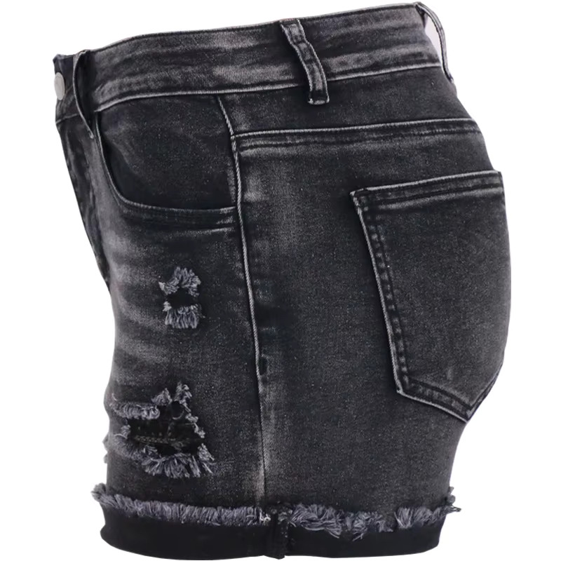 2025 New Women's Designer Summer Black Denim Shorts Sexy Fashion High Waist Elastic Shorts Jeans S-2XL Global Direct Shipping