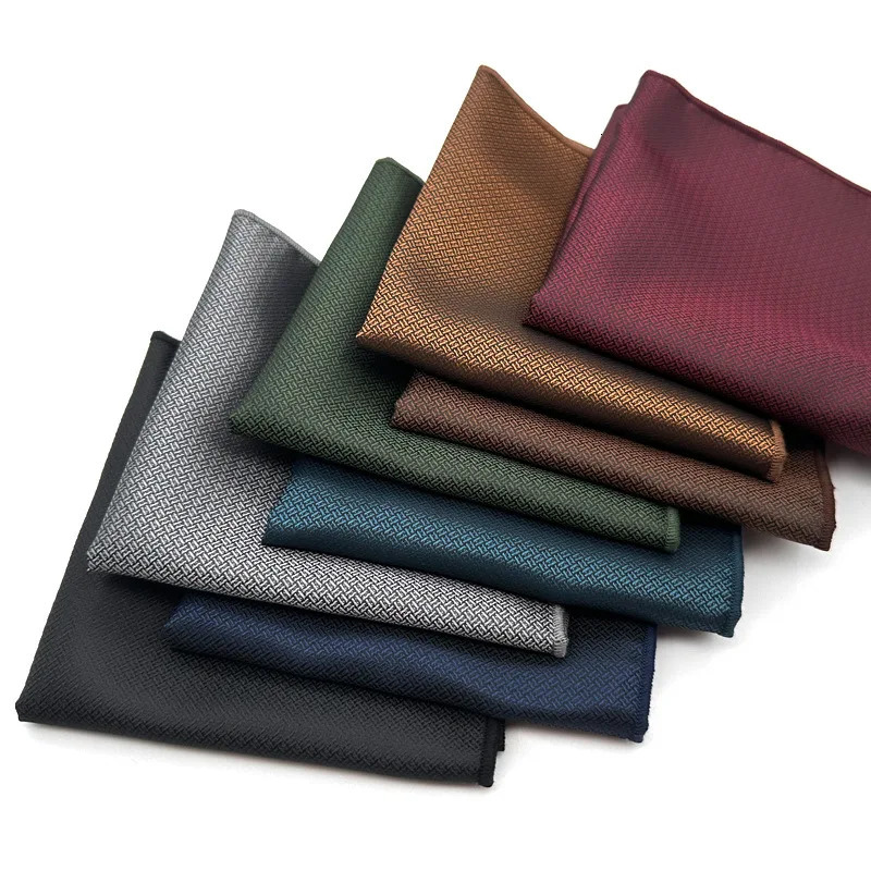 Elegant Solid Color Dark Patterned Pocket Square Mens Gentleman Formal Black Handkerchief Business Wedding Party Suit Hanky 250114