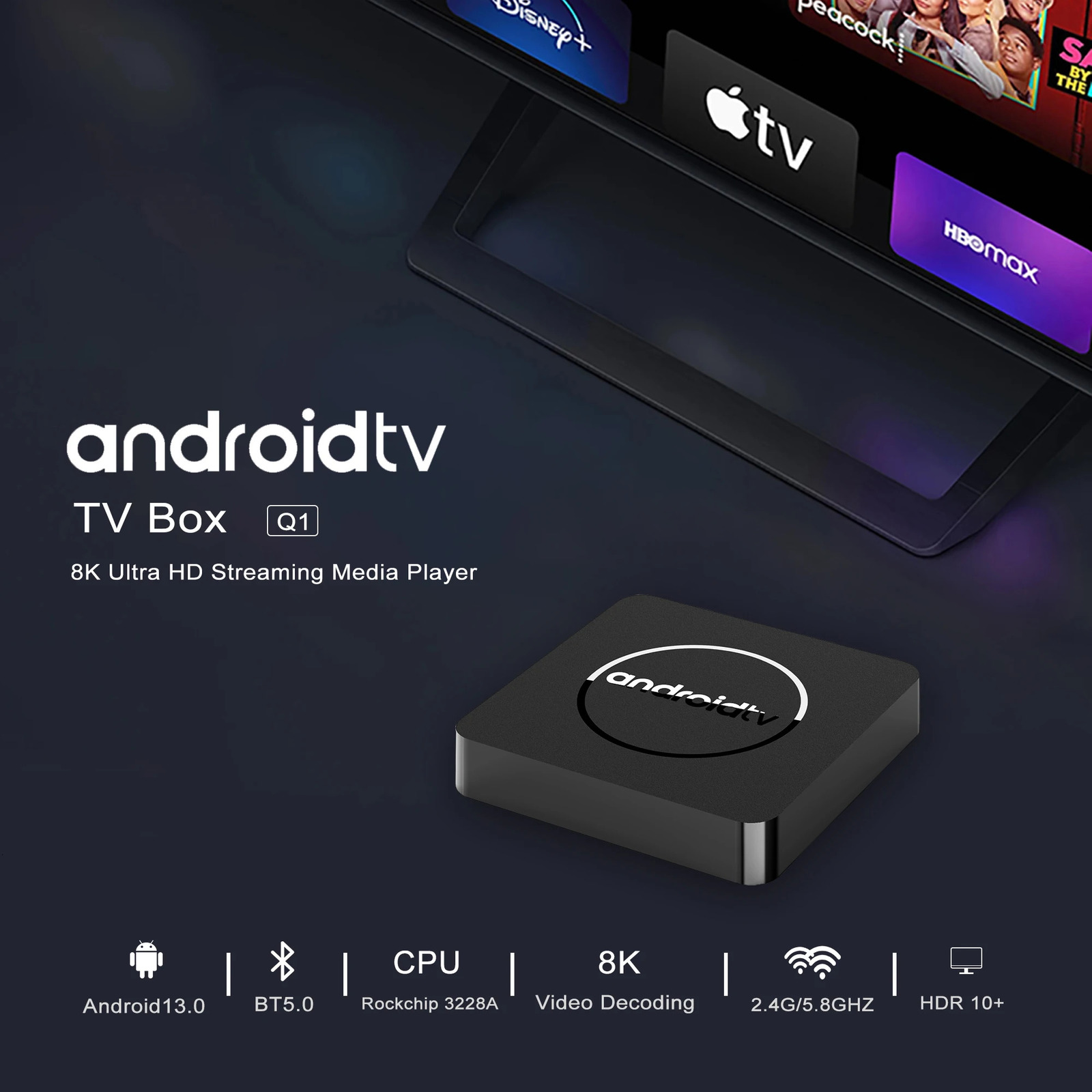 Q1 ATV Android 13 4K HDR10 Smart TV Box Allwinner H313 2GB16GB Dual Wifi BT5.0 Set Top Box Media Player 250121
