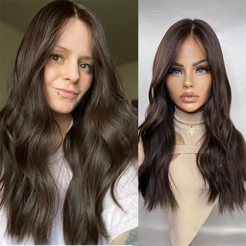 Long Dark Brown Body Wave hd full lace wig Glueless burnetter highlight balayage blonde ash Human Hair Wig With Baby Hair HD Lace European Hair Preplu