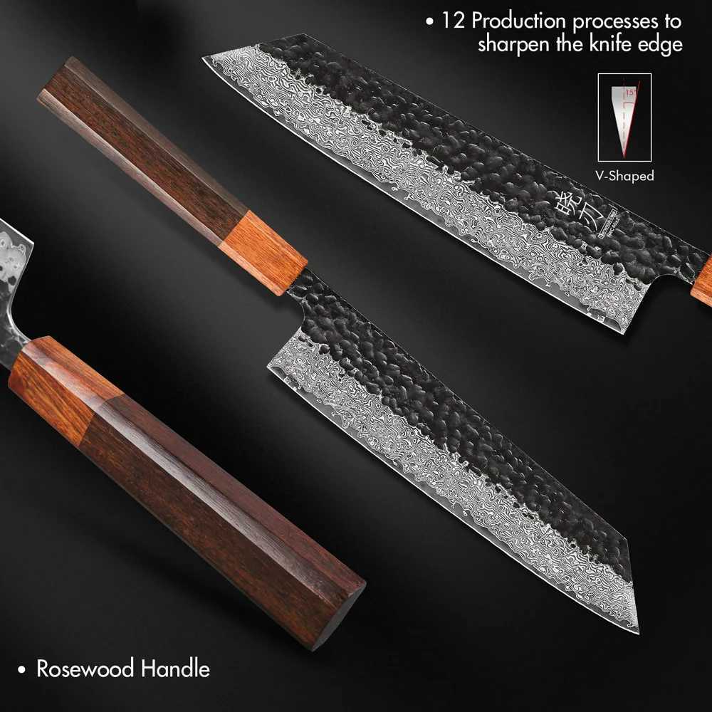 8.2 Japanese Kiritsuke Chef Knife Damascus Steel Tip Vegetable Cutting Machine VG10 Hand Forged Professional Kitchen Knife W250208