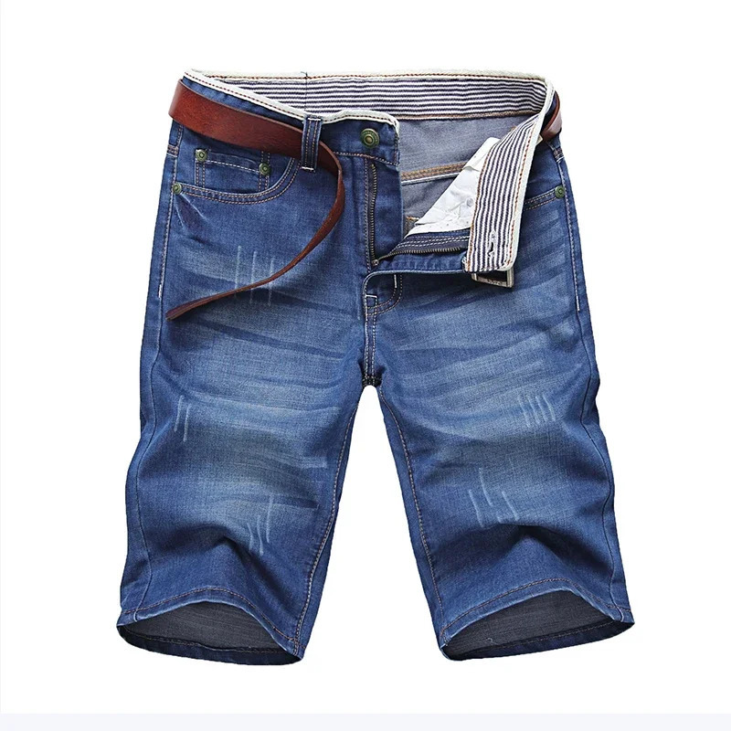 Summer Thin Denim Shorts For Men Good Quality Shorts Jeans Men Cotton Solid Straight Jeans Shorts Male Blue Casual Jeans Size 40 250208