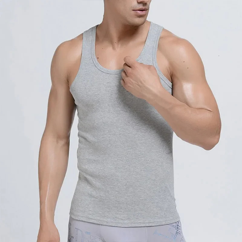 2024 Summer Men Tank Tops Black White Gray Singlets Sleeveless Fitness Oneck Undershirts Male Vest Casual Bodybuilding Tees 250207