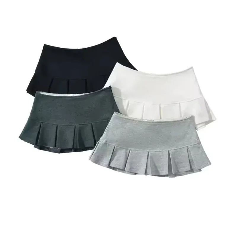 Xpqbb Fashion Low Waist Mini Skirt Women 2024 Vintage Side Zip A Line Y2K Short Skirts Female Sexy Girls Pleated 250208Z