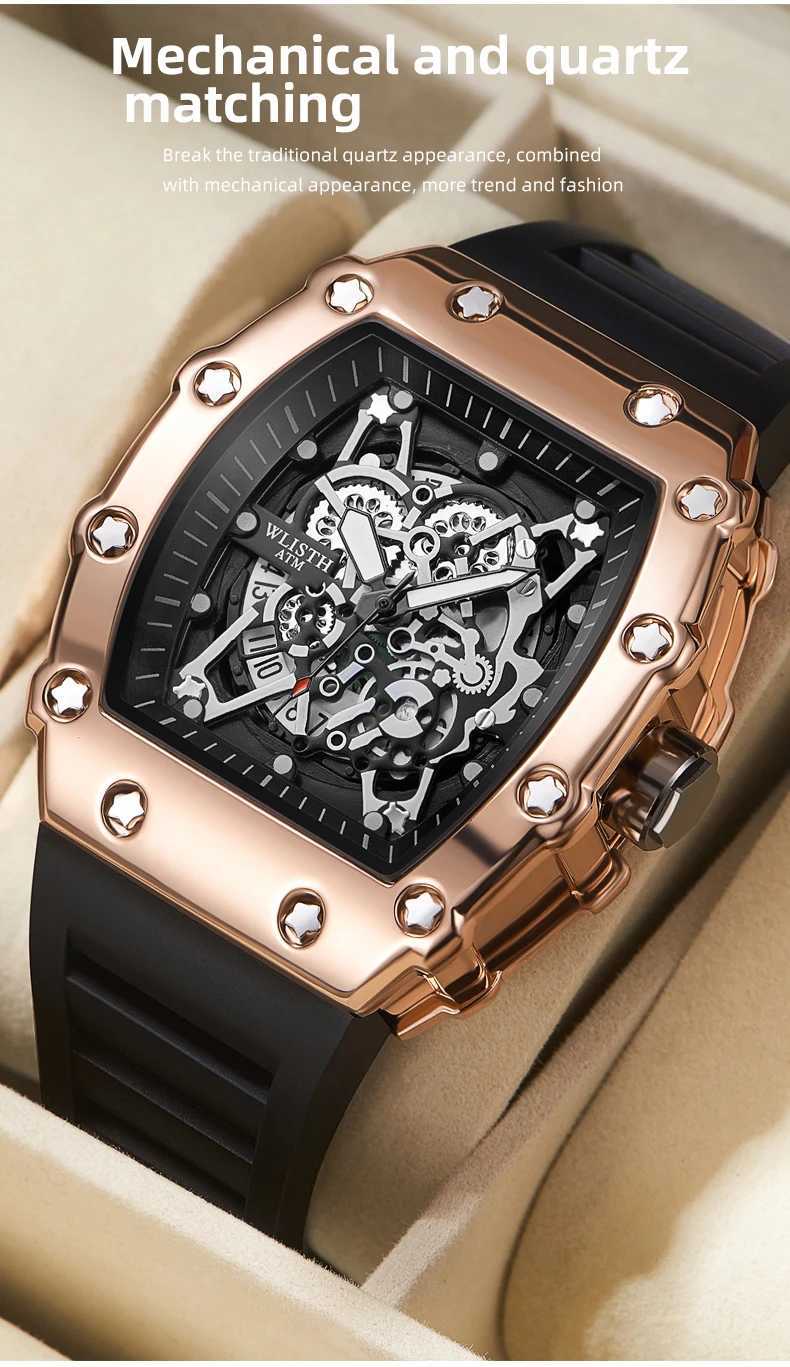 New Mens Watch Fashion Automatic Quartz Watch Waterproof Watch Sport Mens Silicone Watch Band Quartz Watch Best Gift Z250207