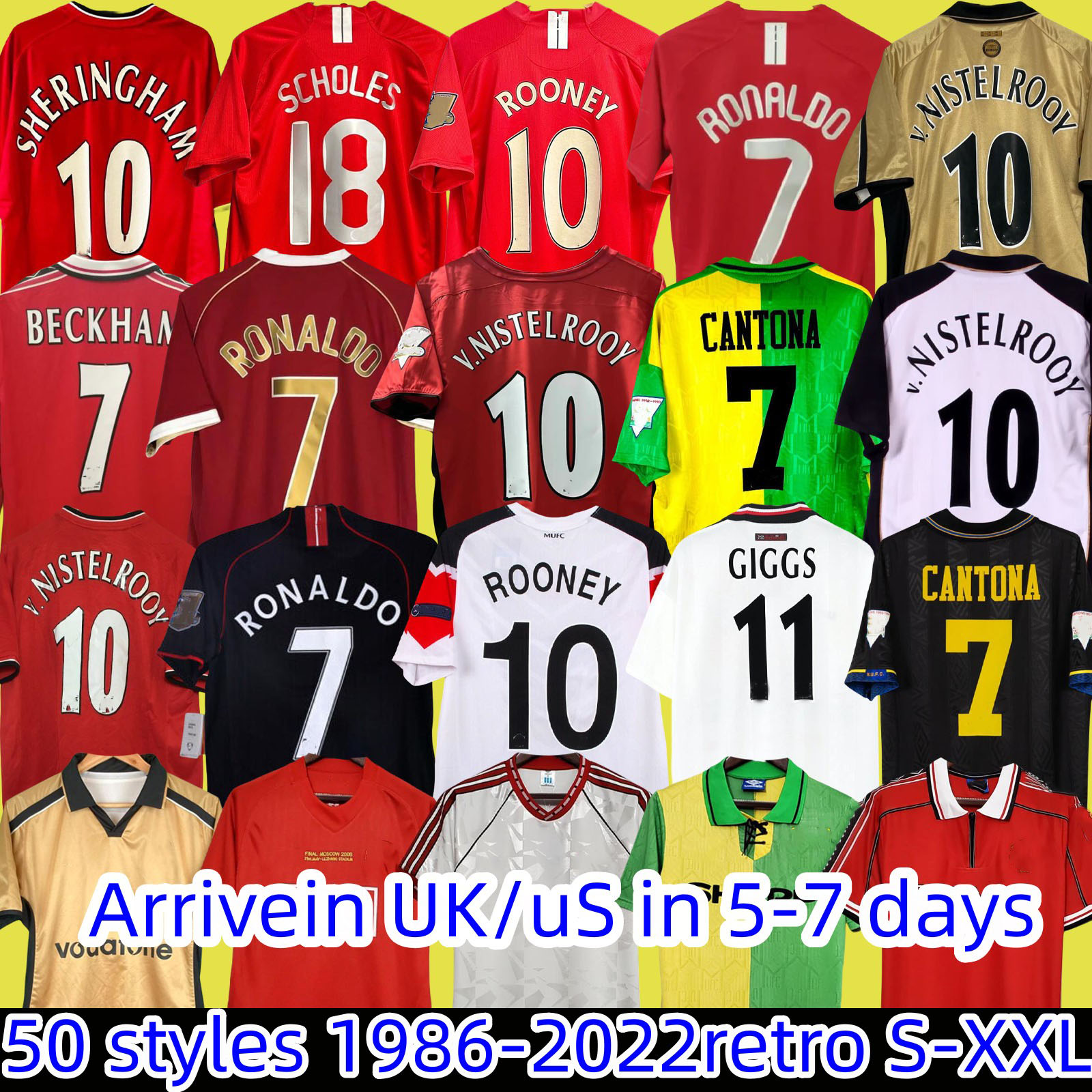 92 93 CANTONA GIGGS KEANE Mens RETRO Long Sleeve Soccer Jerseys 1998 1999 SOLSKJAER SCHOLES RONALDO FERDINAND ROONEY CHICHARITO