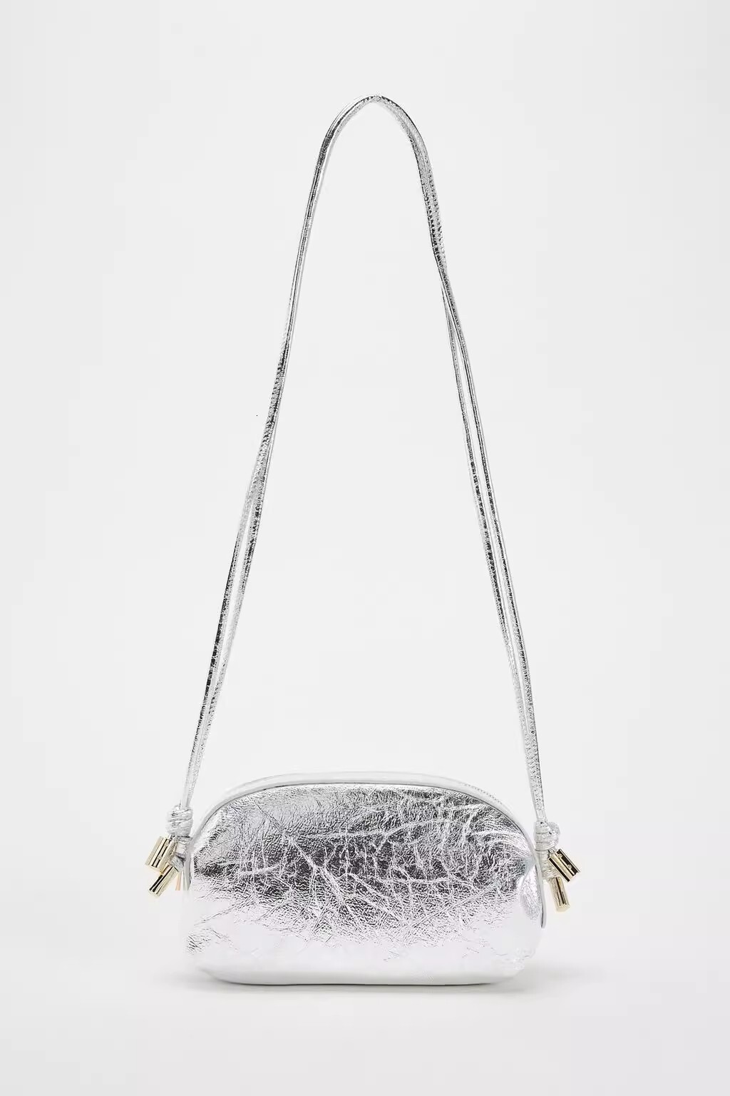 designer bag 2024 New Silver Metal Oval Single Shoulder Fashion Crossover Small Bag for Women Commuting