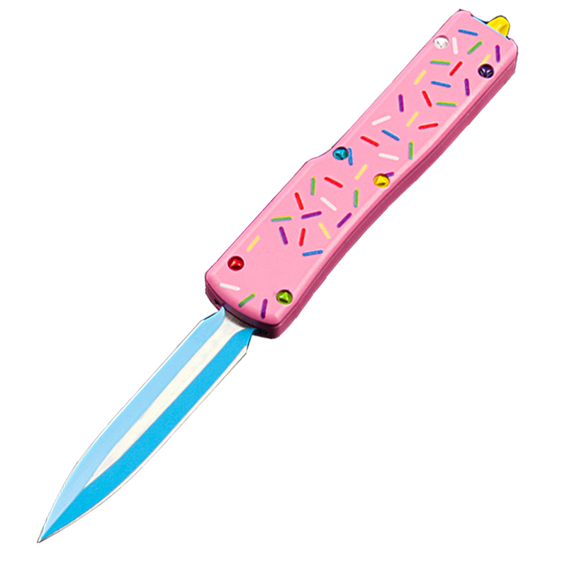 High End Small Tactical Knife D2 Blued Blade Doughnut Aviation Aluminum Handle Outdoor Mini EDC Pocket Knives with Nylon Bag