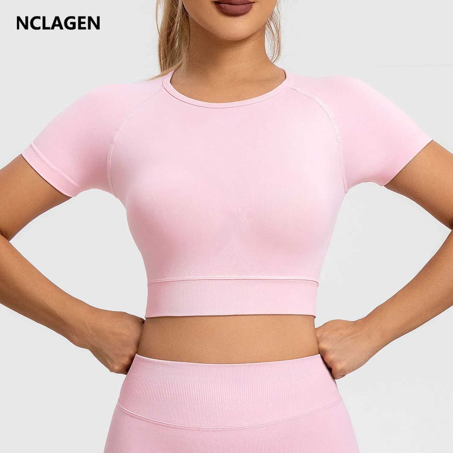 Yoga Outfit Women Gym Top Sports Impact T Shirt Short Sleeve Seamless Active Tank Crop Workout Blouse Elastic Running Tee H250207