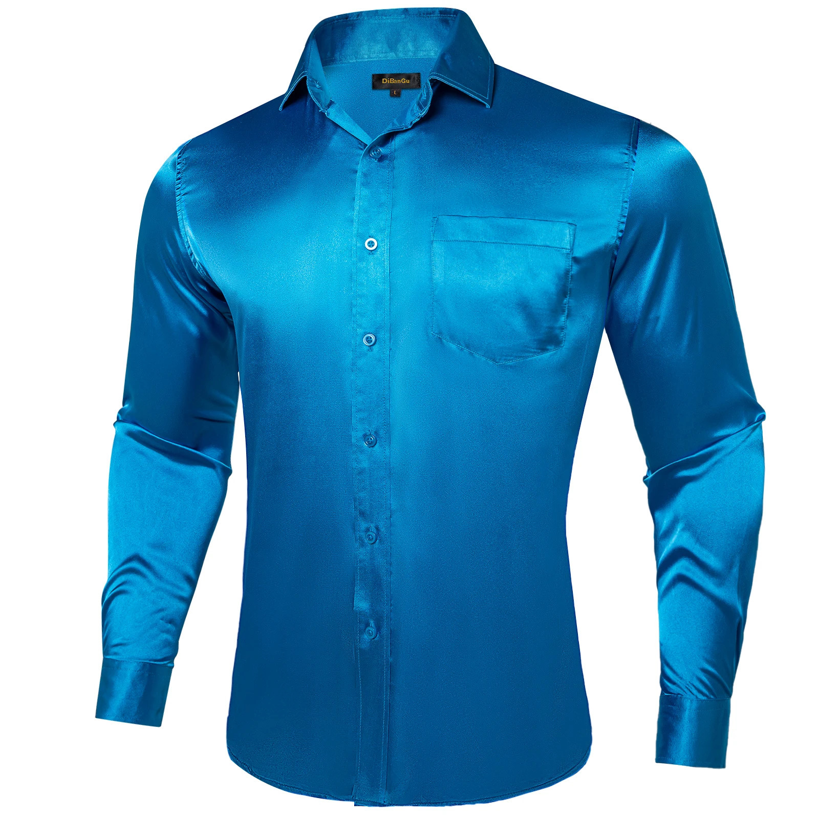Satin Mens Plain Shirts Long Sleeve Tuxedo Prom Red Blue Gold Social Dress Shirt Smooth Blouse Men Clothing 250207