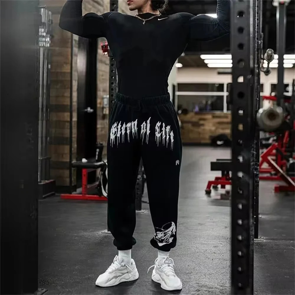 Men Eternal Life Sweatpants Gym Fitness Sports Pants Bodybuilding Joggers Workout Trousers Mens Cotton Jogging Running Pants 250208