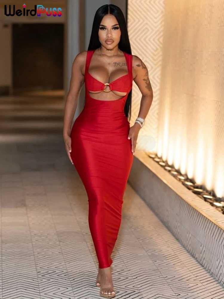 Strange cat sexy backless party dress with hollow tight fitting strapless low neck buckle chic birthday party party carnival body Vestidos W250208