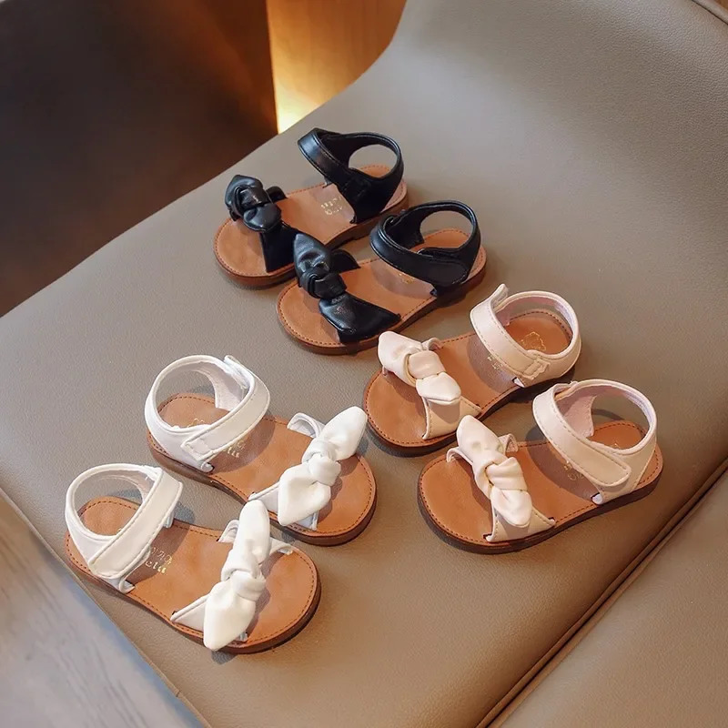 Girls Princess Sandals with Bow-knot Fashion Classic Baby Kids Beach Shoes Children Summer Sandals Simple Size 21-30 250121