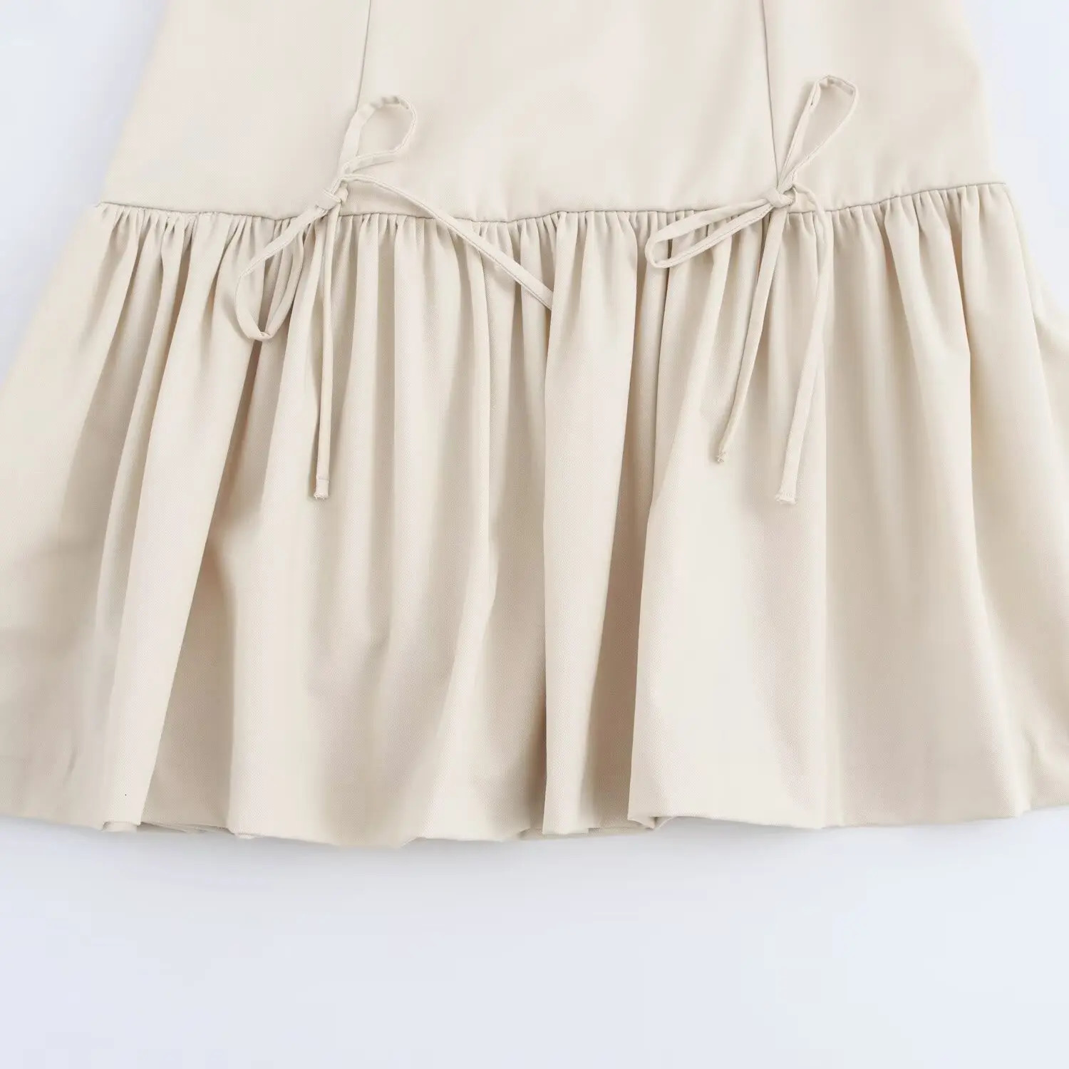 TRAF Bow Pleated Short Dresses for Women Sleeveless Mini Dress Woman 2024 off Shoulder Party Womens Bodycon Female 250206