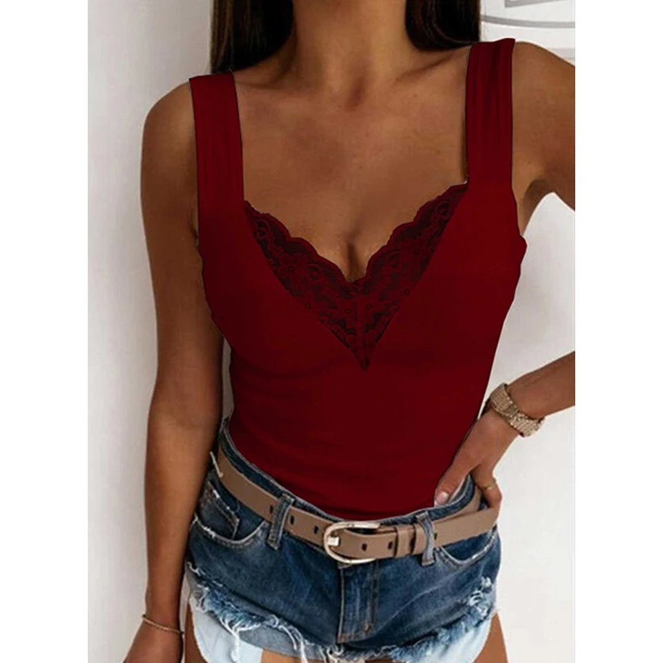 Womens Clothing Sexy Lace Tank Top For Ladies Autumn Basis Sleeveless Vest Pullover Y2K Tops Elegant Female T-shirts Tees 250207