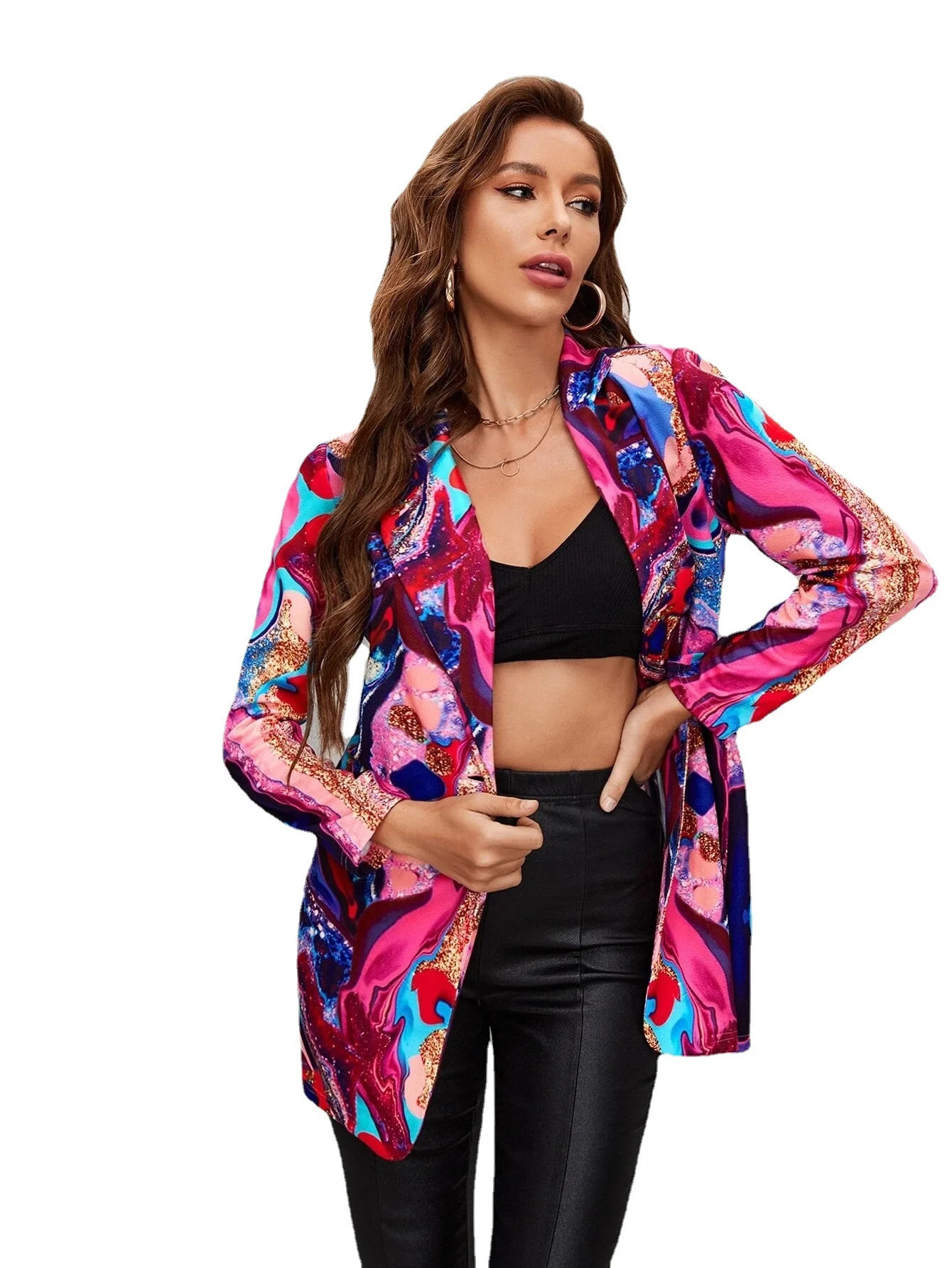 Autumn/Winter No Position Printed Womens Casual Small Jacket Fashion Womens Clothing Jacket 250207
