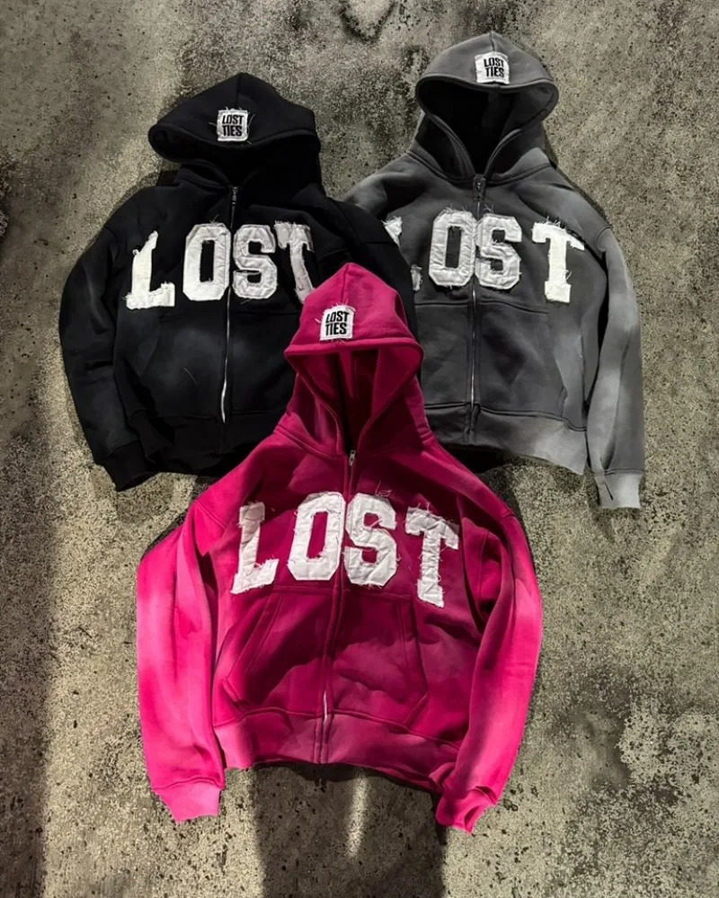 Harajuku fashion Streetwear Men clothing Y2k Alphabet patchwork y set Goth trend retro couple loose tracksuit hoodie 250108