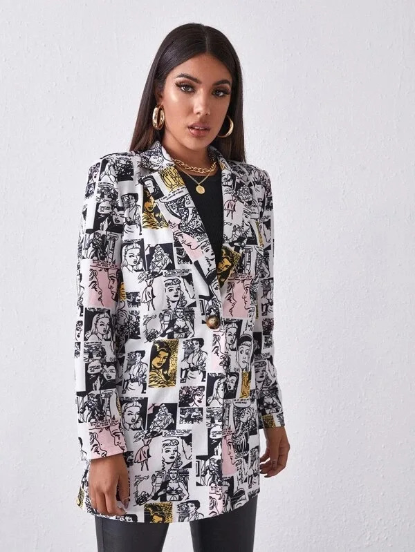 Women Blazer Autumn Fashion Non-positioning Print Leopard Small Suit Tops Womens Jacket Coats Dress Haut Femme 250207