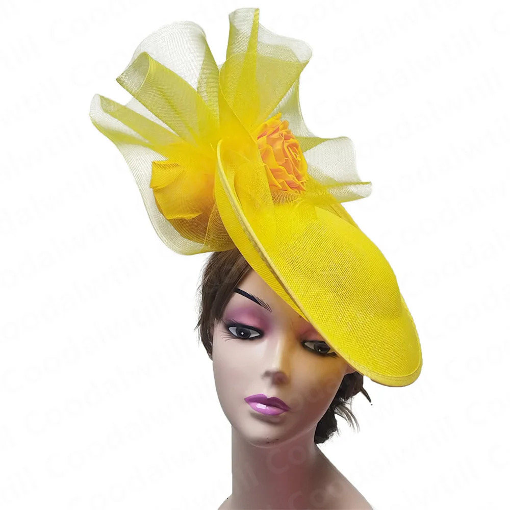 Women Wedding Ocn Fascinator Hat With Flower Headpiece Ladies Elegant Derby Chapeau Cap Veils Party Millinery Caps 250207