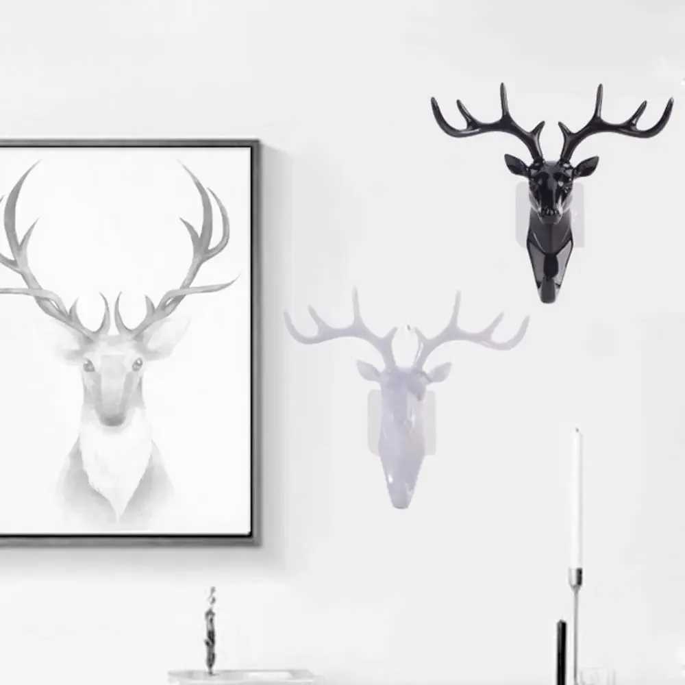Fashion Cute Antler Hook Deer Key Holder Hanger Living Ro Wall Decorative Ornament He Decor Accessories Y250208