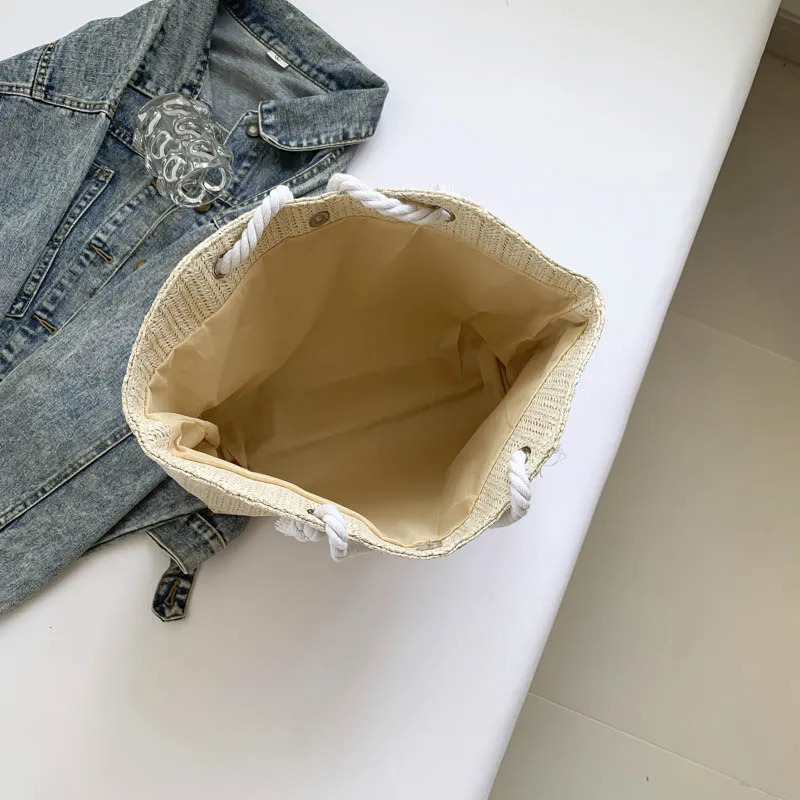 Straw Woven Large Capacity Bag Female Summer Beach Woven Bag Womens Bag Single Shoulder Tote Large Bag 250206