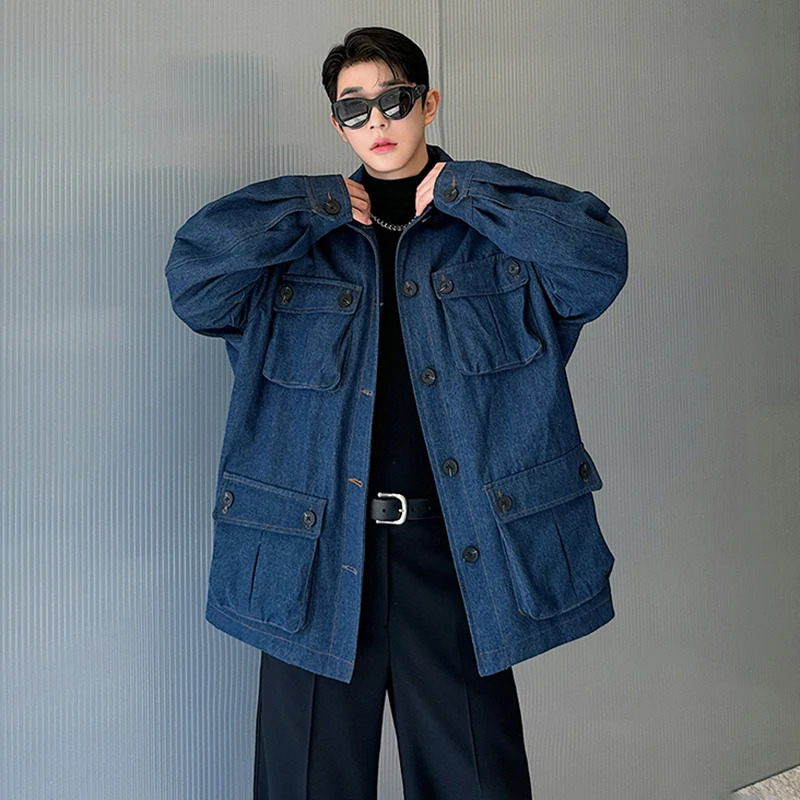 LUZHEN Workwear Multi Pocket Washed Denim Jacket Original Niche n Loose Trendy Retro Coats Male Clothing LZ6487 250207