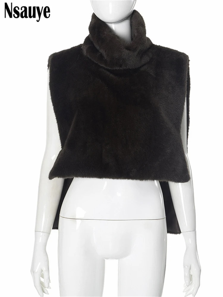 Nsauye Winter Female Chic Fashion Sleeveless Faux Fur Womens Coat Thickened Warm Jackets Outerwear Tops Ladies Coats 250207