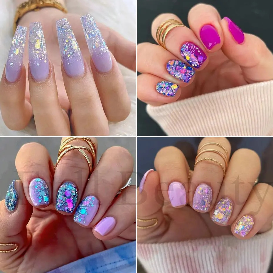 1Box Mermad Iridescent Hexagon Nail Art Glitter Sequins Holographic Flake Powder Paillette Gel Polish Decorations For Nails LYDJ 250115