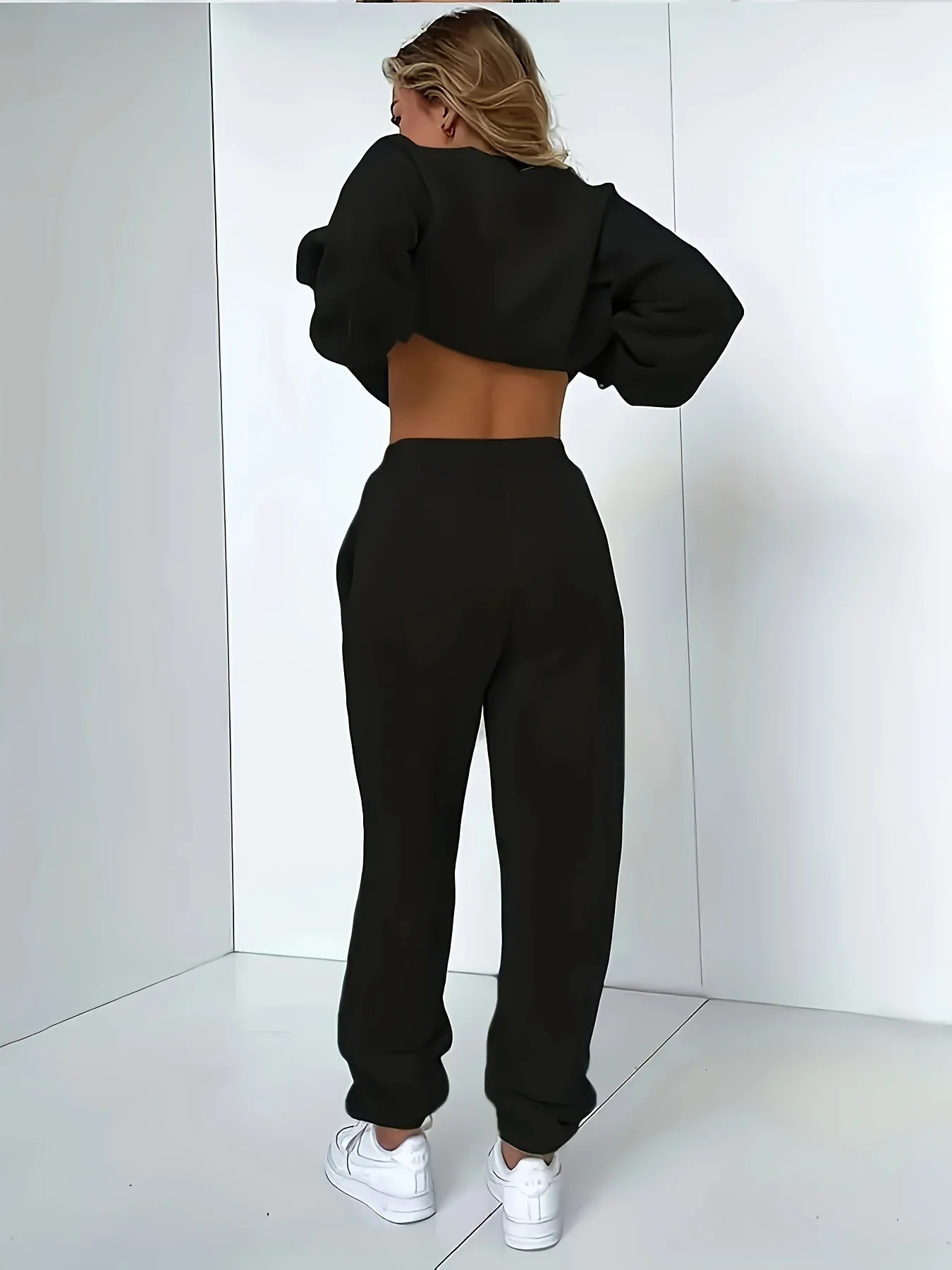 Autumn Winter Womens Sweater Pants Set Women Hoodie set Street Hip Hop Clothing Casual Female Clothing Plush sweatshirt 250207