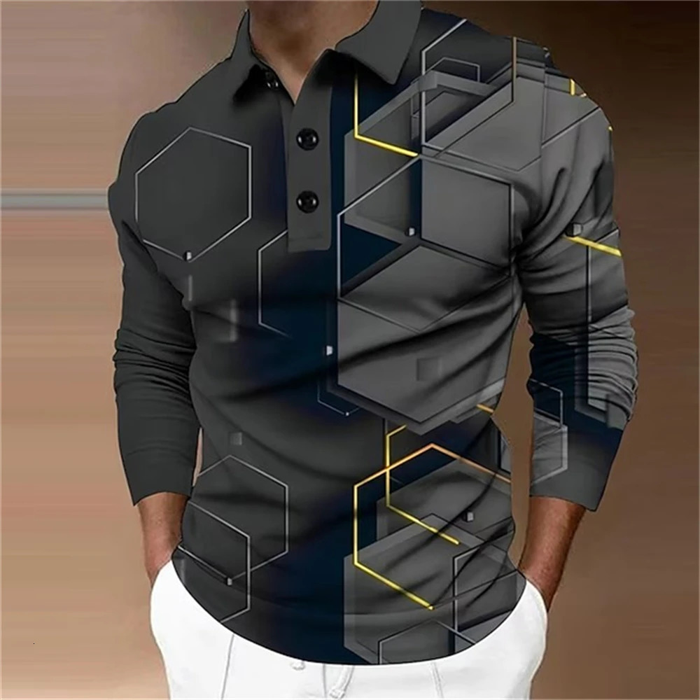 2024 Spring and Autumn Plaid Casual Fashion Lapel Shirt European American Large Sizespring Mens Polo Shirts 250207