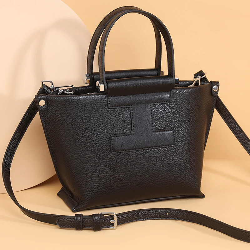Cowhide Women Tote High Quality Solid Enuine Leather Women's Shoulder Crossbody Bag Fashion Female Handbag Sac A Main