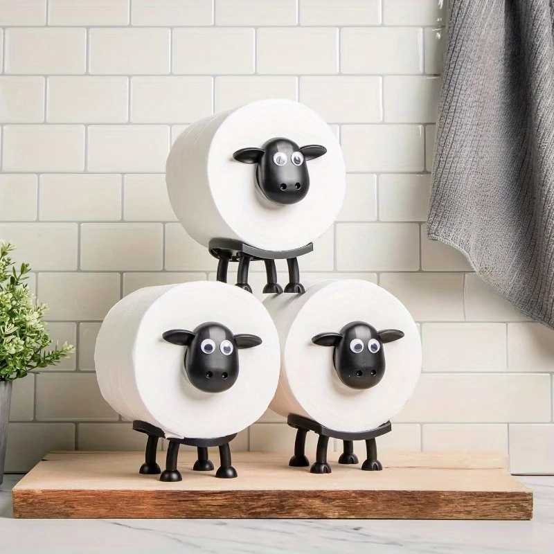 Sheep Toilet Roll Holder Funny Toilet Paper Holder Bathroom Set Hilarious Tissue Paper Roll Storage Cute Bathroom Decor Y250208