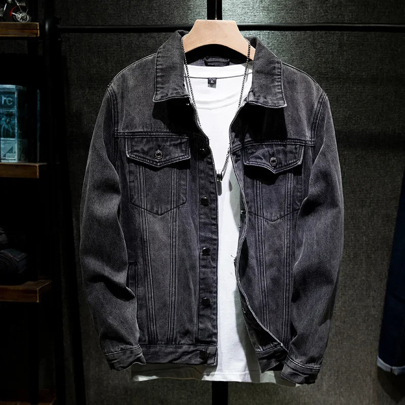 Men Denim Coats Thick Jackets Turn Down Collar Full Sleeve Jacket Single Breasted Slim Fit Regular Casual Coat Autumn Winter 250207