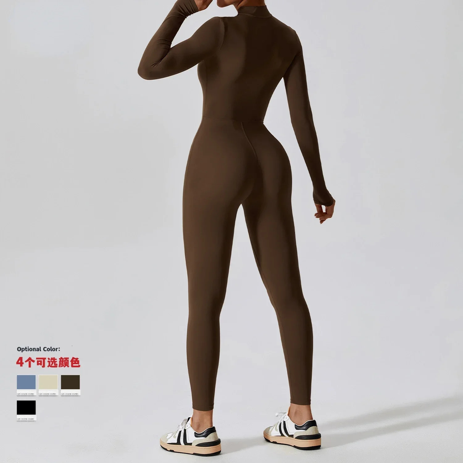 Zipper Jumpsuit Gym Set One Piece Workout Clothes for Women Sportswear Yoga Set Fitness Sport Suit Outfit Long Sleeve Gym Romper 250207