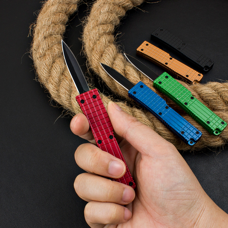 Small Tactical Knife 5Cr15Mov Black Oxide Double Edge Blade Zn-al Alloy Handle Mini EDC Pocket Knives 5 Styles