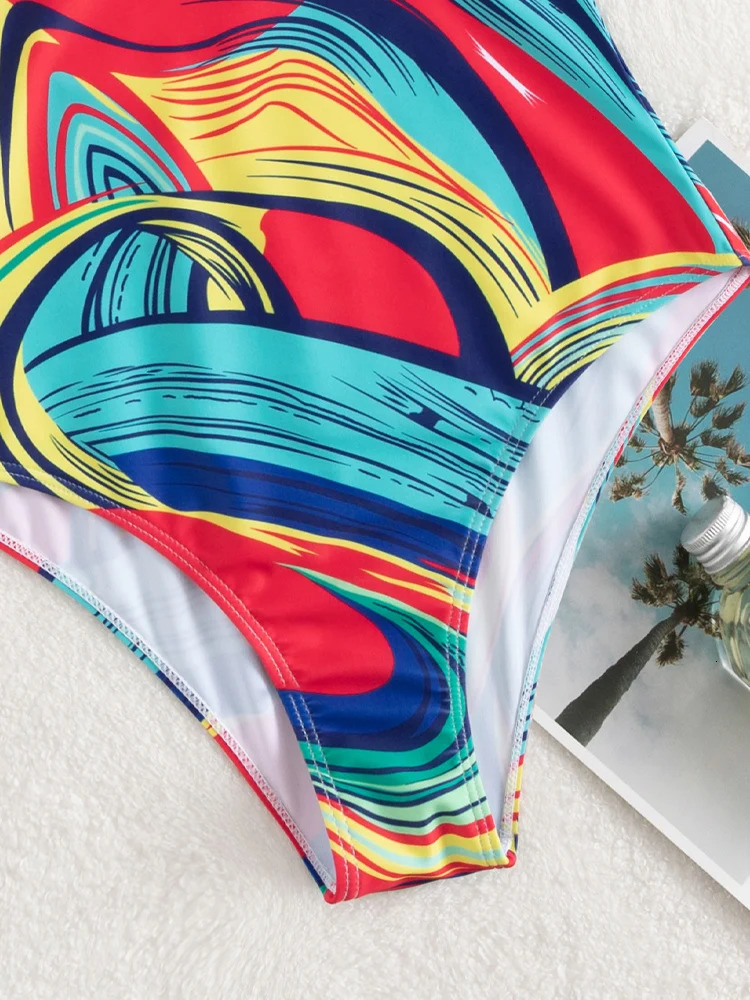 Vigoashely 2025 Sexy Print Strapped Swimwear Women Push UP One Piece Swimsuit Monokini Backless Hollow Summer Bathing Suit 250207