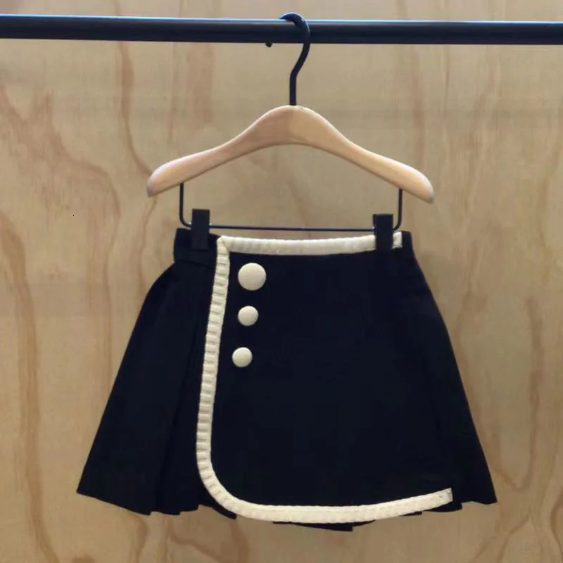Spring Autumn Korean Children Girl 2PCS Clothes Set Cotton Open Stitch Coat Patched Pleated Skirt Baby Girl Outfit Kid Girl Suit 250114