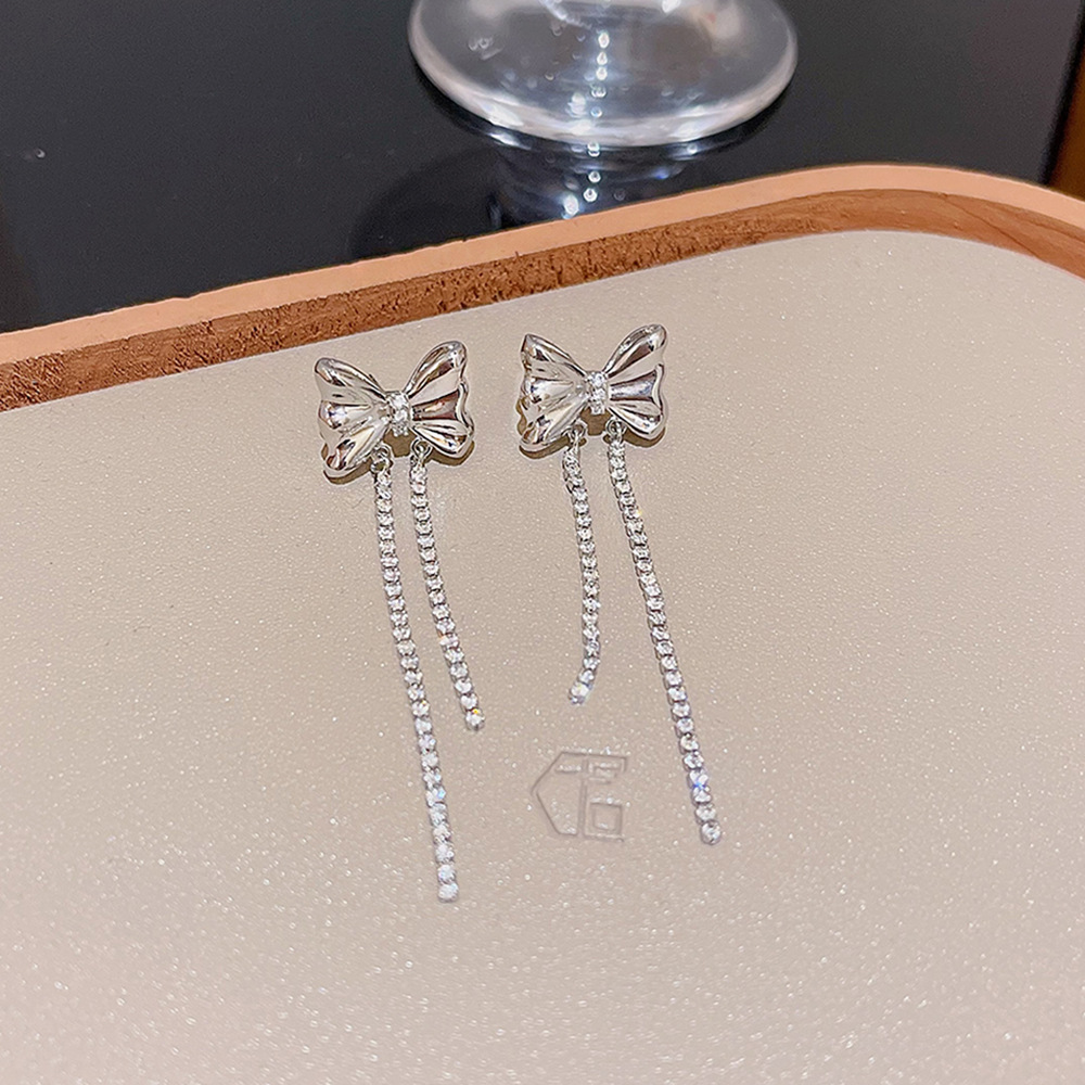 Women's Earrings 2PCS/LOT S925 Pearl Tassel Earrings Exaggerated Colored Rhinestone Personalized Earrings