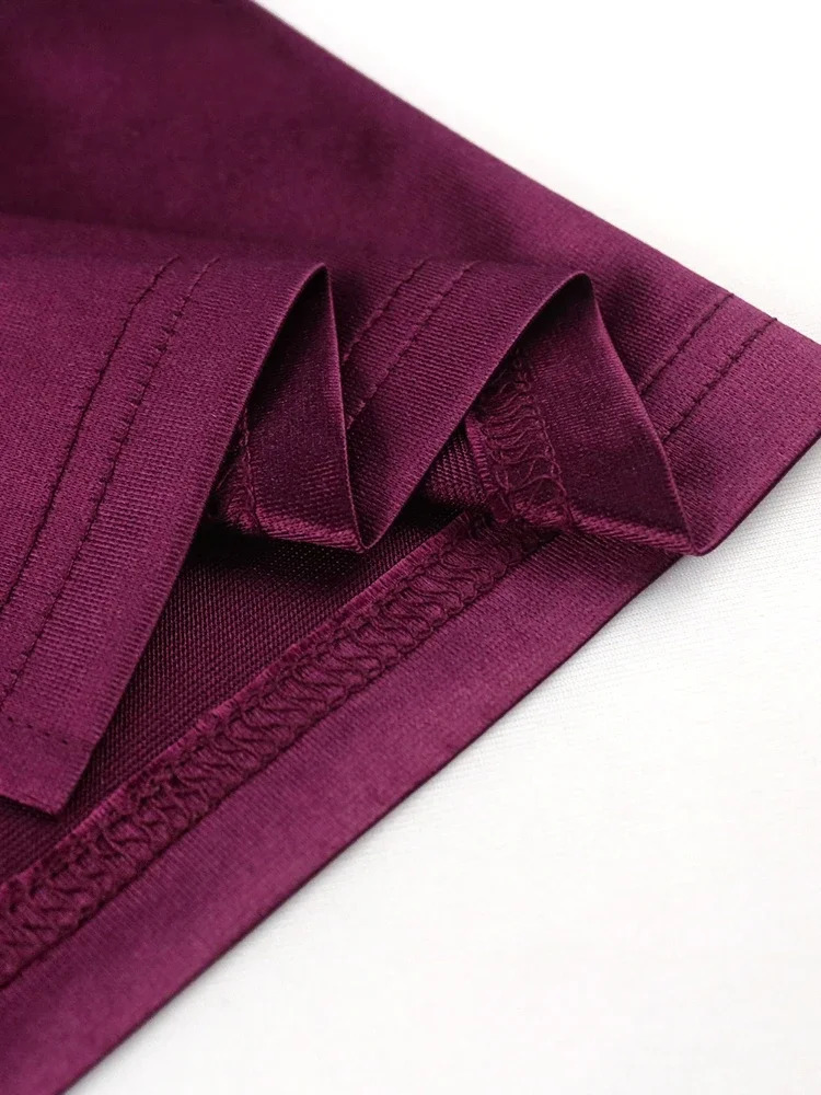 Women Dress Pleated Long Wine Red Elegant Slit High Collar Slim Fit Sleeveless Maxi Robes Female Shiny Gowns Party Spring 250208