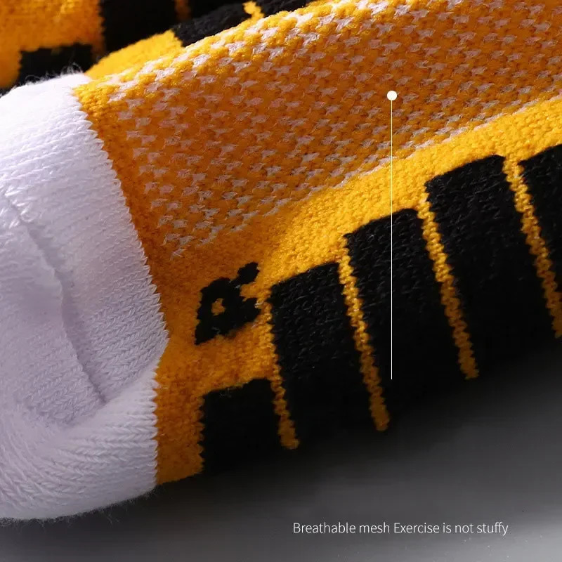 6Pairs/Lot Elite Sport Basketball Socks Compression Running Man Yellow Trend Breathable Long Hiking Damping Athletic Cycling 250118