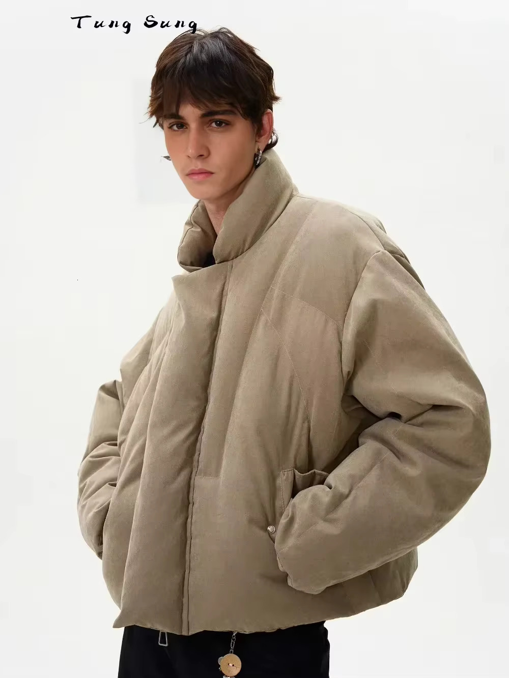 Tung Sung Washed Polished Puffer Jacket Short Coat Loose Thickened Warm Silhouette Armor Winter Parkas