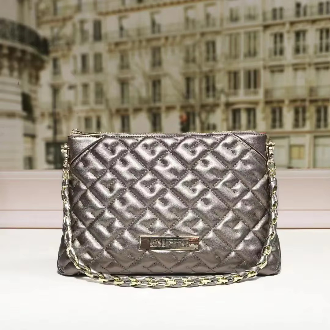 CH Women's Bags Fashion Shoulder Metal Leather Tote Bag Brand Designer Square Niche Design
