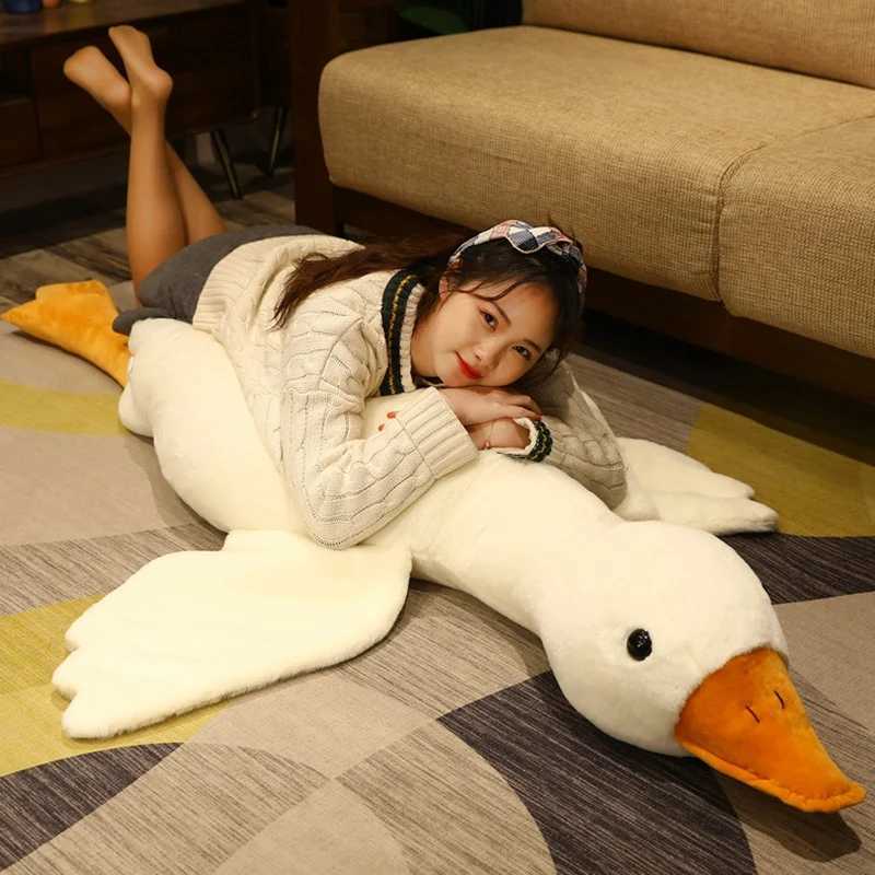 130CM Giant White Duck Plushie Toys Soft Stuffed Big Wings Goose Doll Lovely Animal Pillow For Children Girls Birthday Gifts Z250208